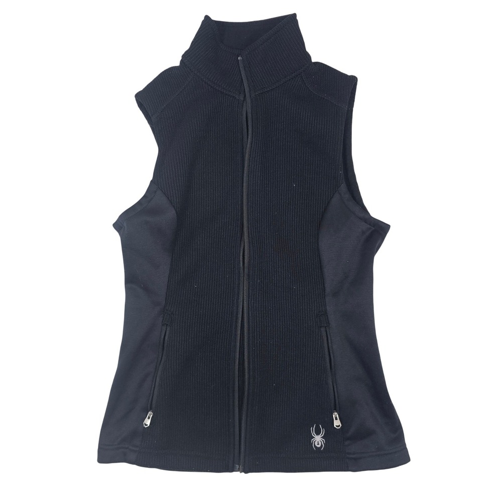 Spyder Womens Full Zip Sweater Knit Fleece Vest Black Small S/P Activewear Ski